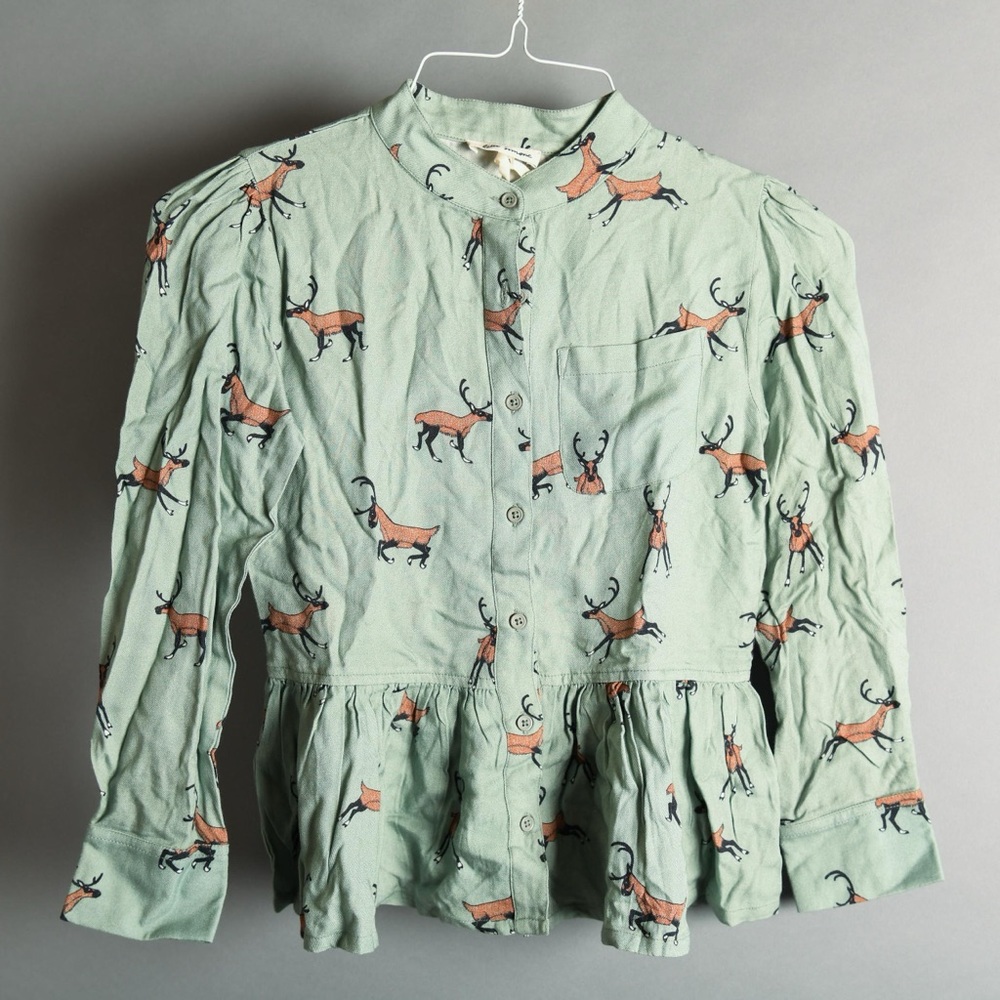 Hello Simone Caribou Reindeer print blouse size 12 BNWT